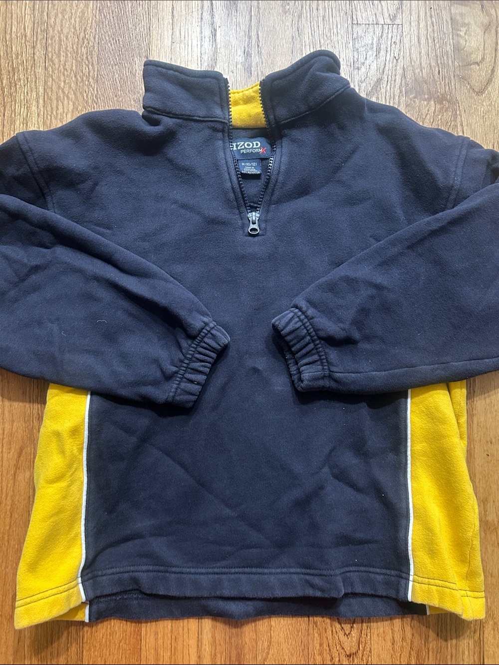Izod Boys Navy Half-Zip Sweater with Yellow Accents